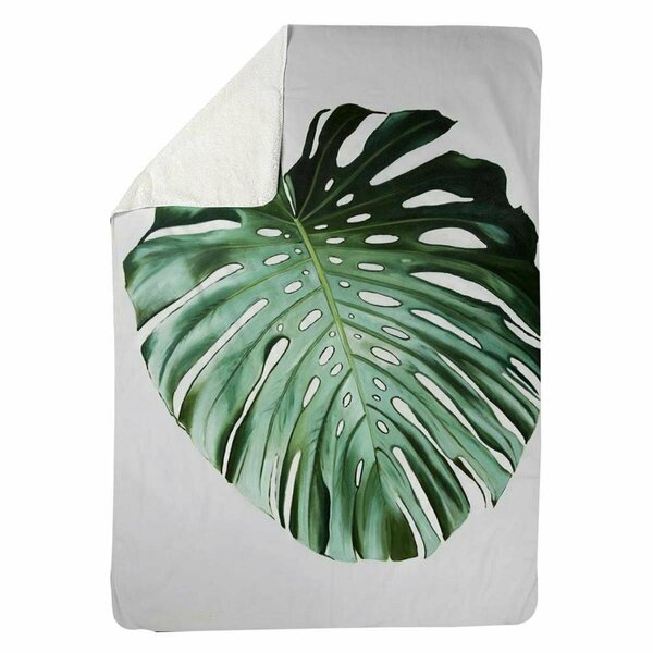 Begin Home Decor 60 x 80 in. Monstera Leaf-Sherpa Fleece Blanket 5545-6080-FL357